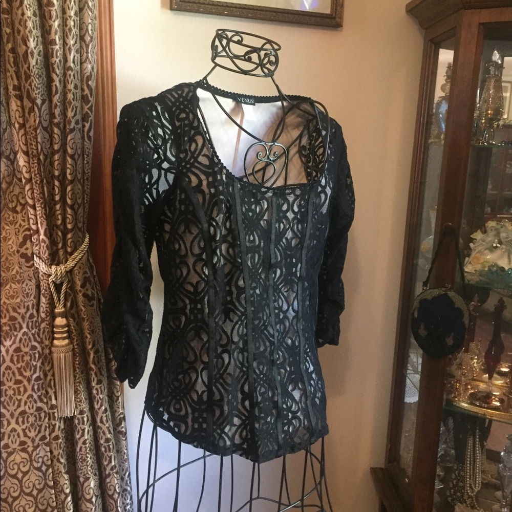 Venus black lace top